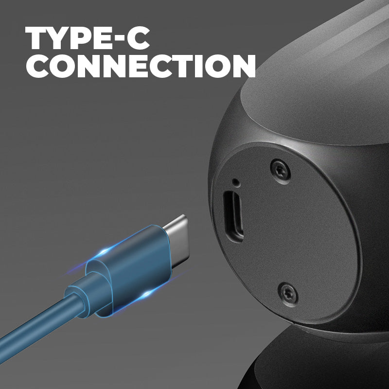 Image of the A10 Air pump's charging connection, captioned with the text 'Type-C Connection'