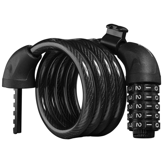 image of the heavy duty 5 digit combination lock coiled up ready for use