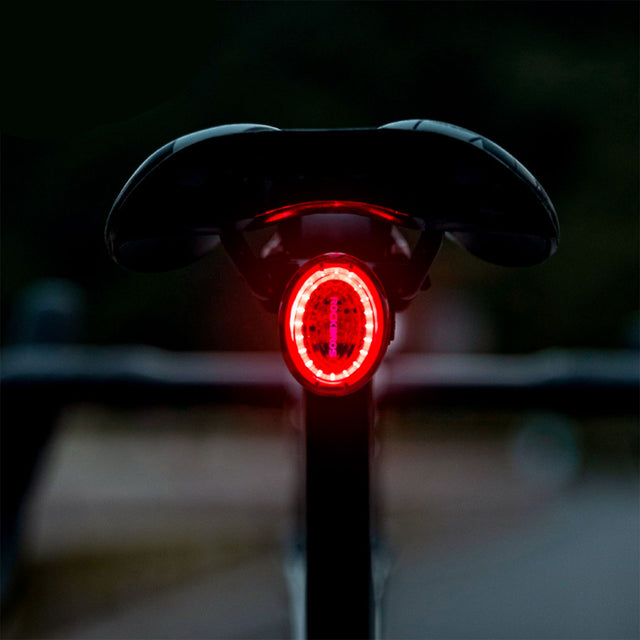 Image of the tail light attached to the seatpost of a bike