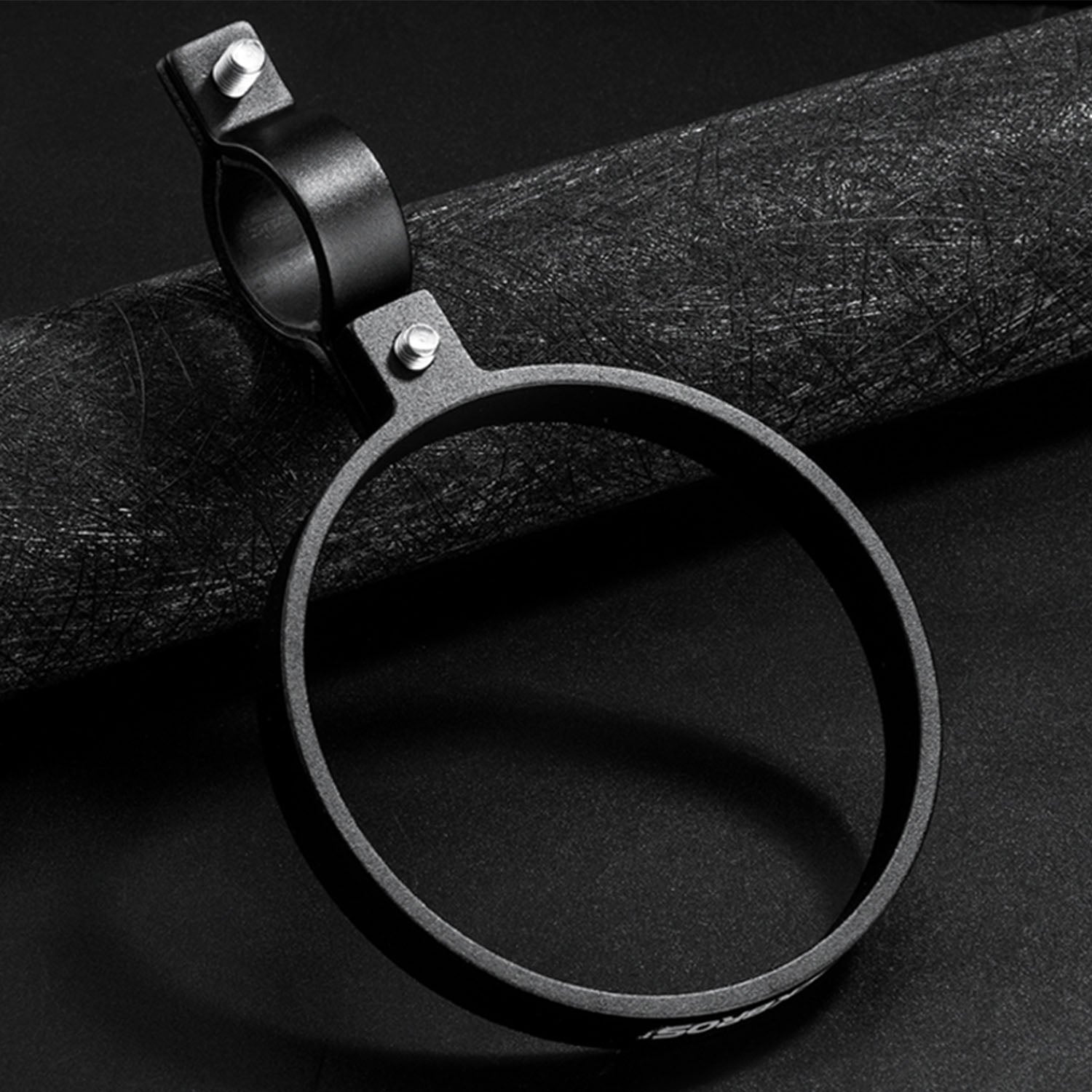 Image of the aluminium alloy cup holder propped up on a pipe