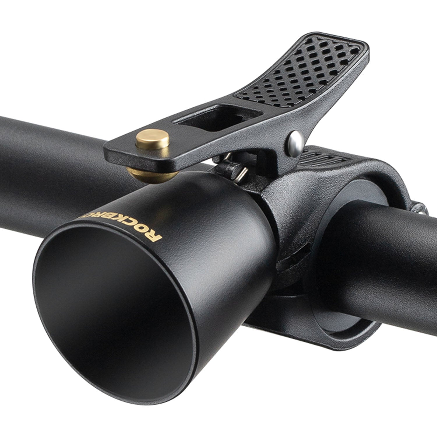 Image of a bell attached to the handlebars of a bike