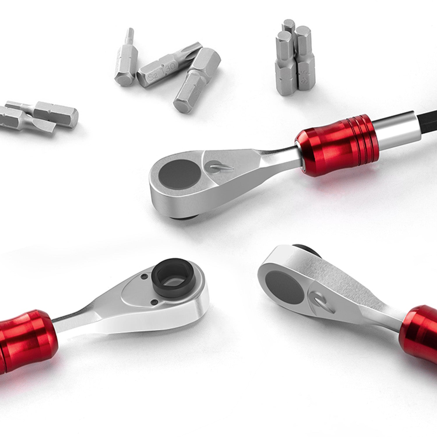 image of the ratchet wrench with various tip attachments