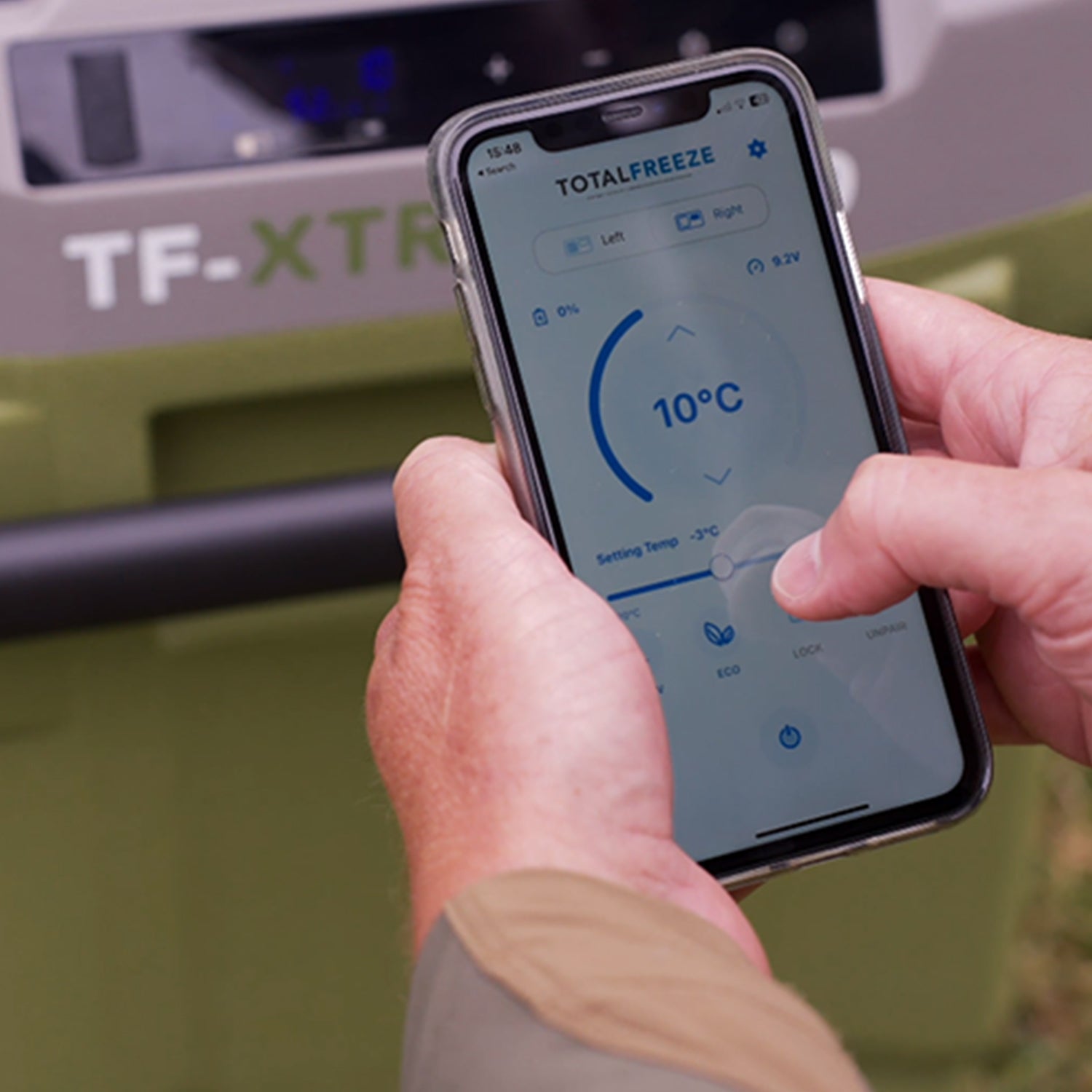 Display image showcasing the remote control options present in the Totalfreeze app
