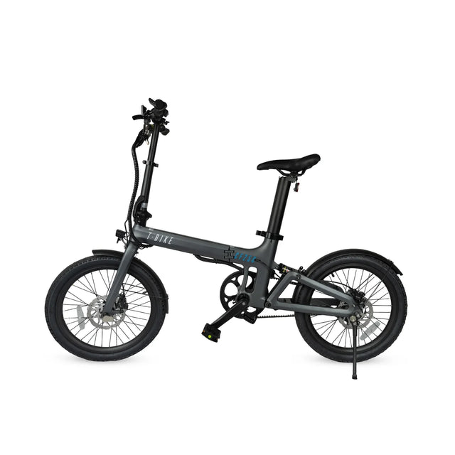 Black folding bike on a white background